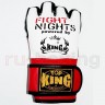 Перчатки для смешанных единоборств Top King Fight Night Extream белые красная  липучка