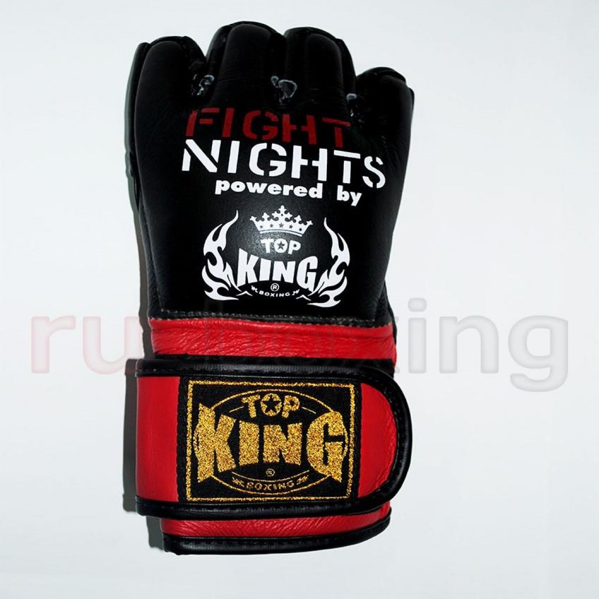 Перчатки для смешанных единоборств Top King Fight Night Extream черные красная липучка