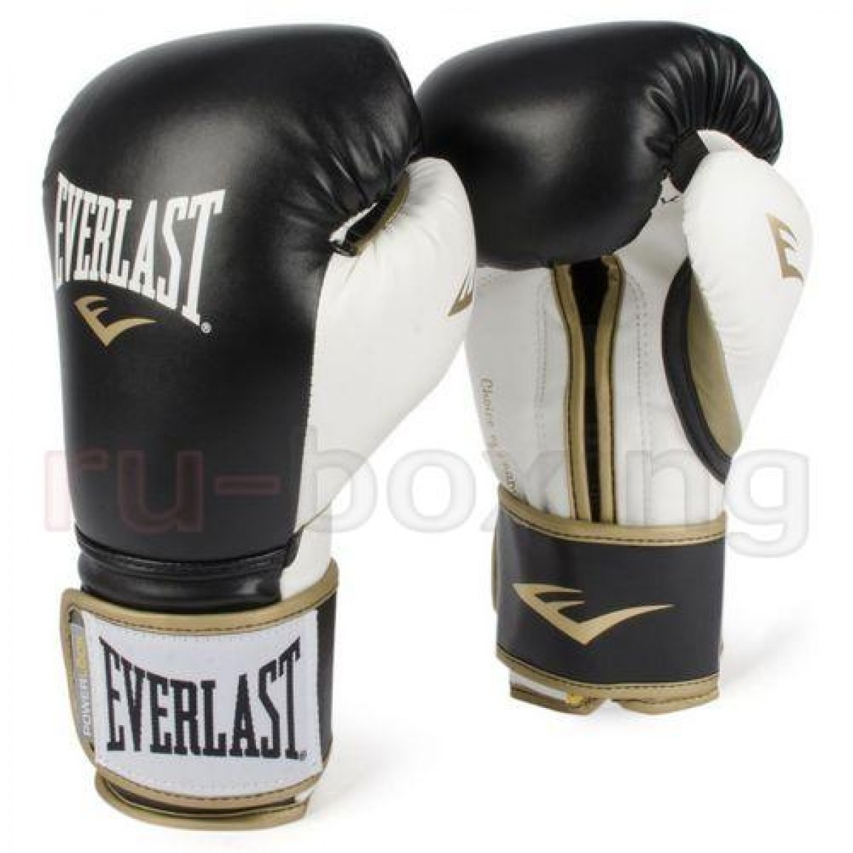 Перчатки тренировочные Everlast Powerlock PU чёрно белые 