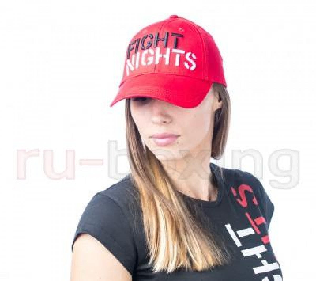 Бейсболка Fight Nights прямой логотип красная